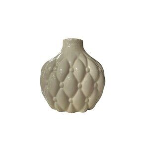 Vintage Holland Mold Ceramic Vase Quilted Hobnail Dot Small Ivory Off White